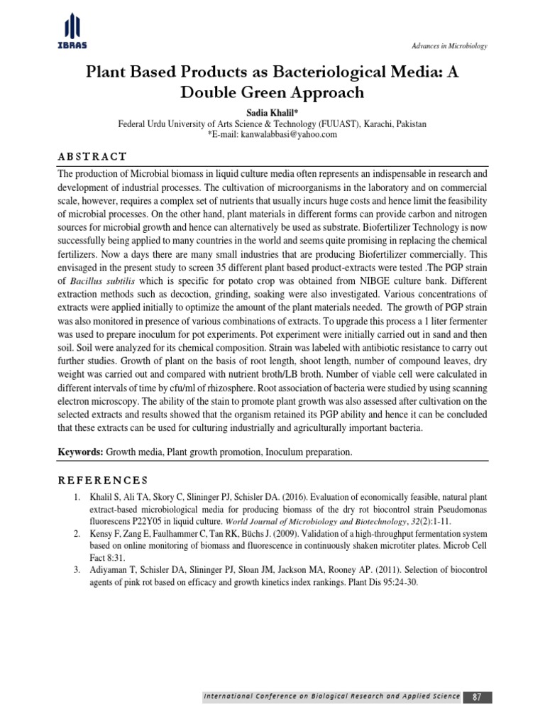 Plant-Based Media for Microbial Growth | PDF | Growth Medium ...