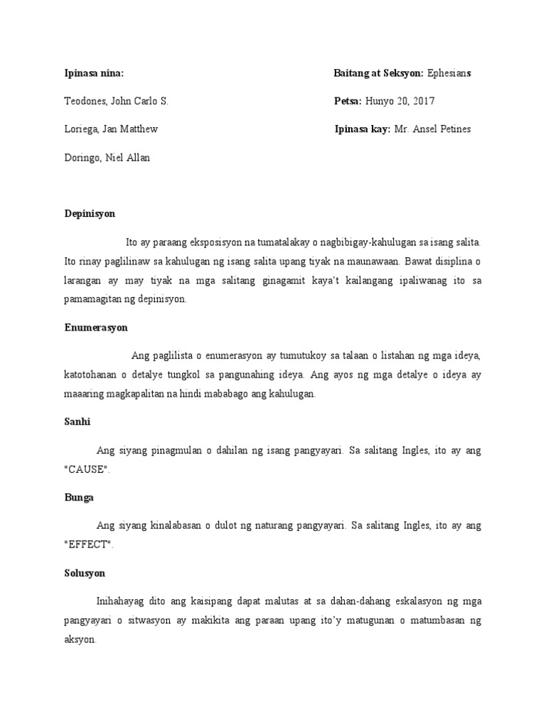 Filipino Assignment 1 | PDF