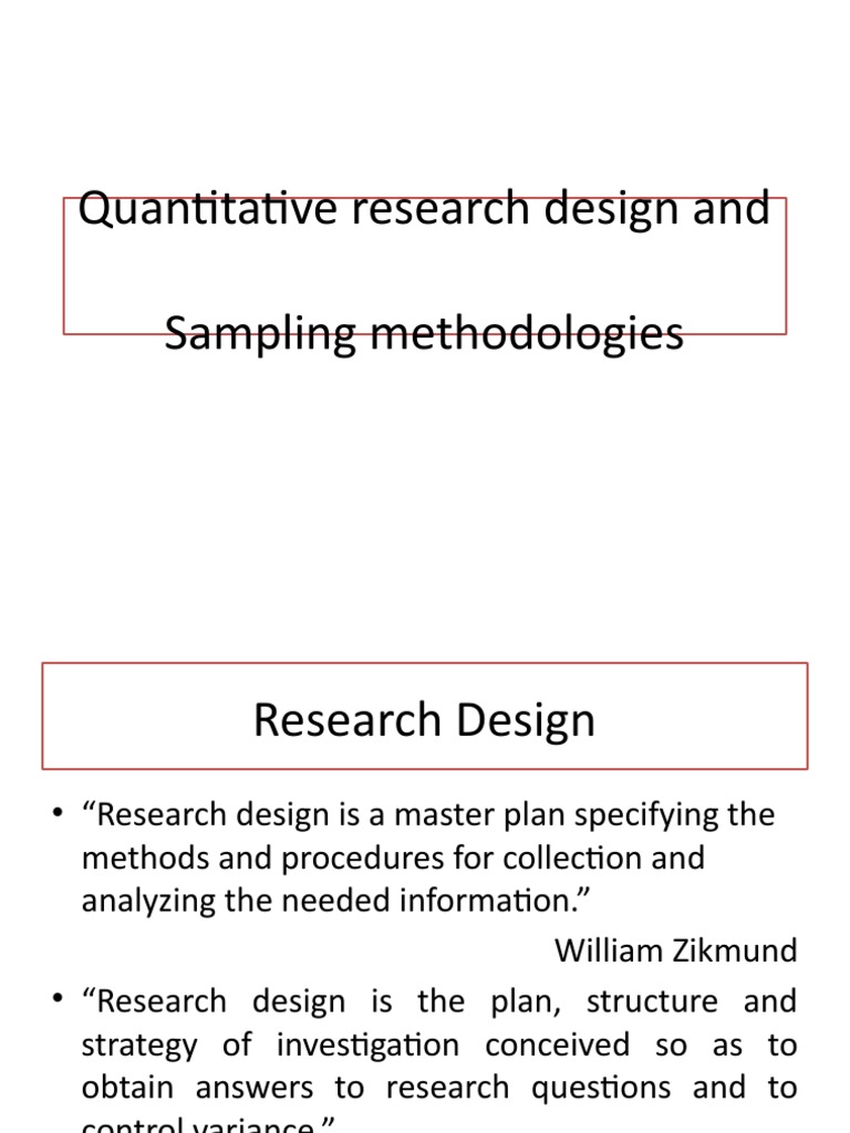 Quantitative Research Design and Sampling Methods | PDF | Research ...