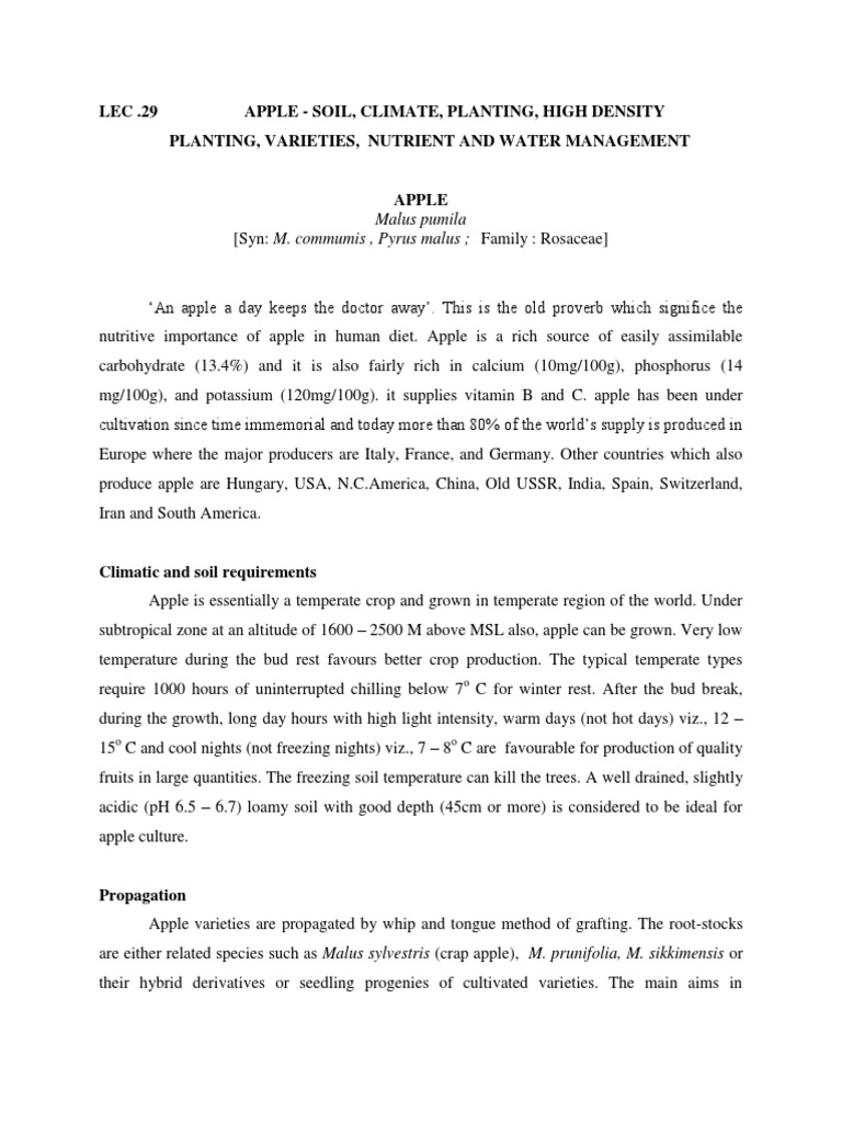 Lecture On Apple: Varieties | PDF | Apple | Edible Fruits