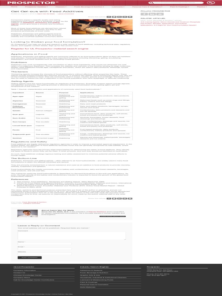 Food Additives Stabilizers, Thickeners, and Gelling Agents