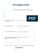 ISO 9001 2015 Supplier Audit Checklist