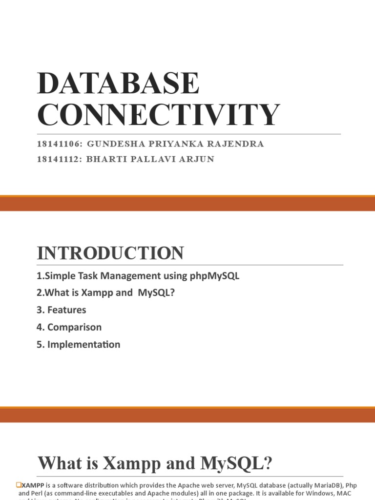 An Introduction to Database Connectivity Using XAMPP and MySQL | PDF