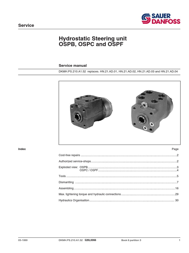 Hydrostatic Steering Unit Ospb, Ospc and Ospf: Service | PDF ...