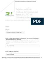 Registro periódico medidas de bioseguridad frente al COVID 19 - Carreteras Concesionadas