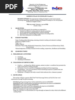 LESSON PLAN IN ENg 7