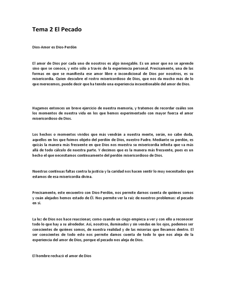 El Pecado: Rechazo al Amor de Dios | PDF | Pecado | Perdón