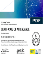Certificate of Attendance: Aurelio, Honeylyn Z