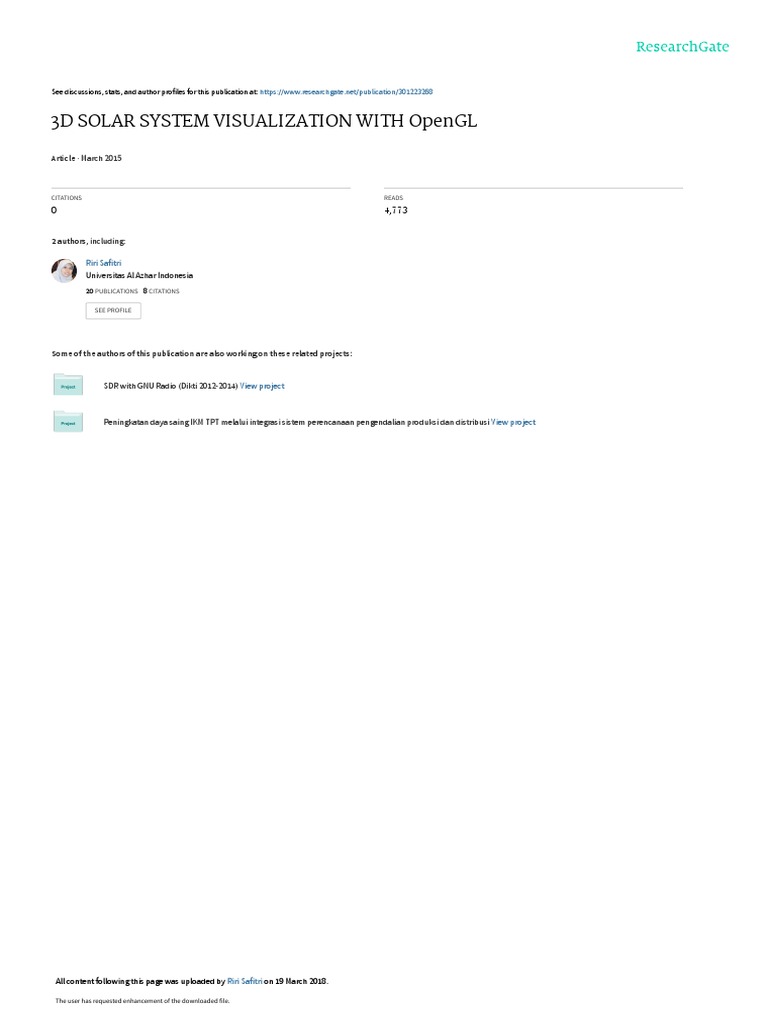 3D Solar System Visualization With Opengl: March 2015 | PDF | Planets ...