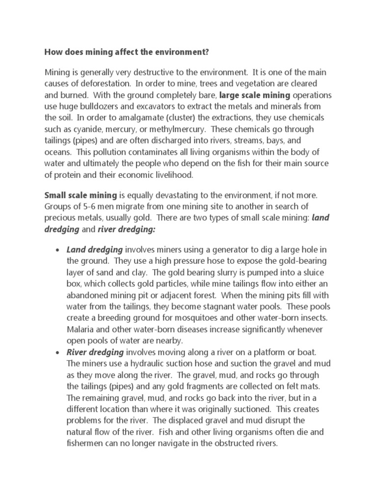 How Does Mining Affect The Environment Pdf Dredging Mining