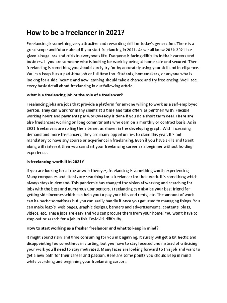 How To Be A Freelancer in 2021?: What Is A Freelancing Job or The Role ...