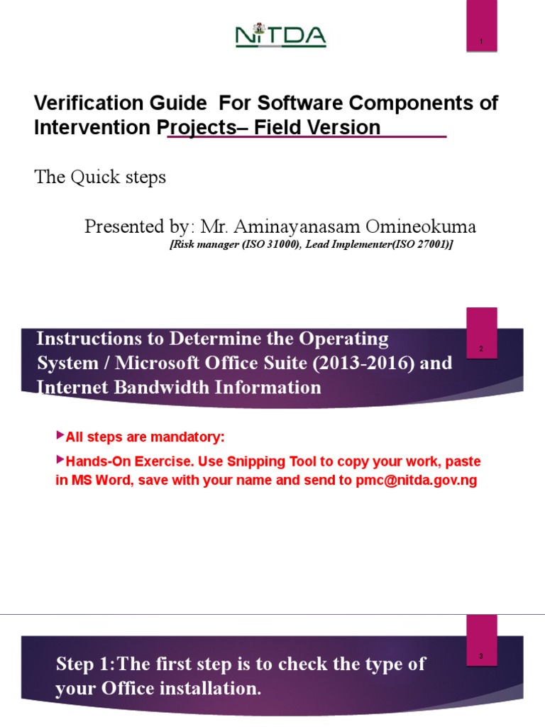 Verification Guide For Software Components of Intervention Projects ...