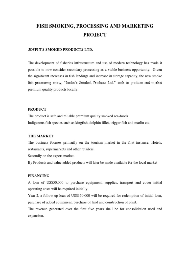 FISH SMOKING, Business Plan PDF Debt Marketing