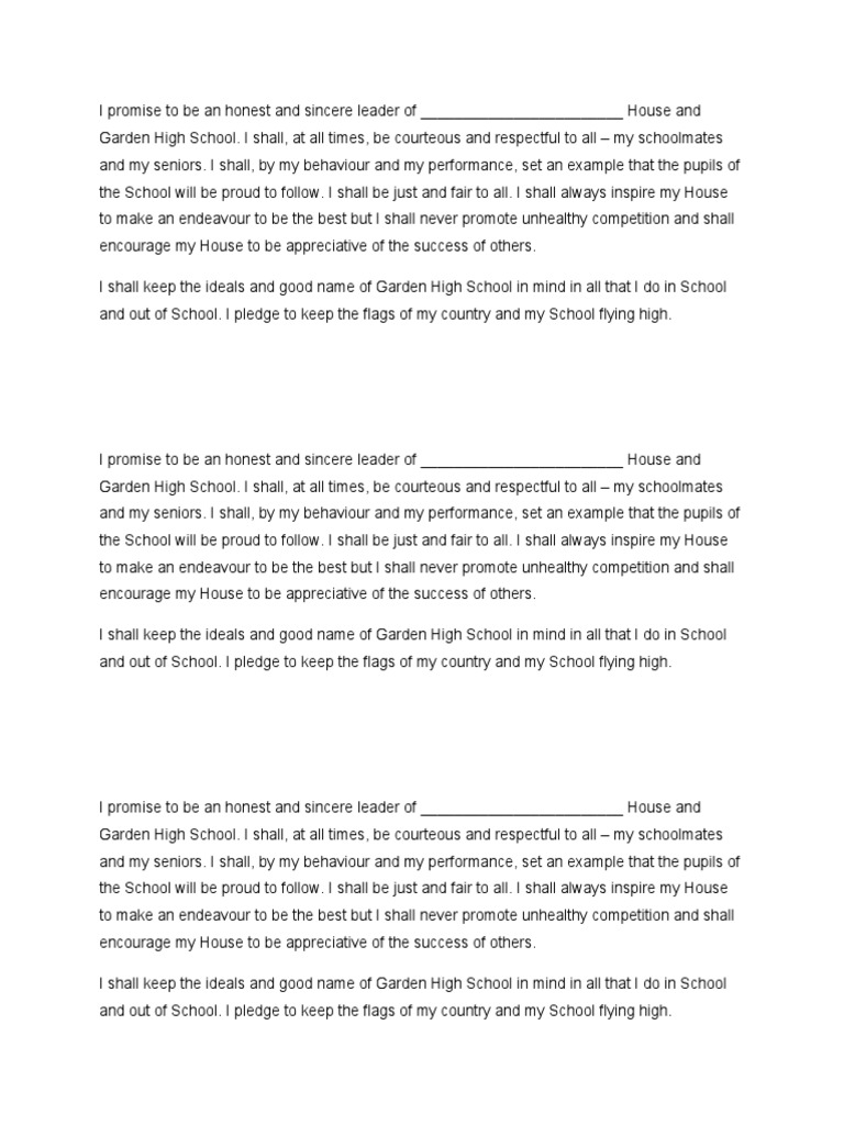 💐 House captain speech examples. Best School captain speech Free Sample