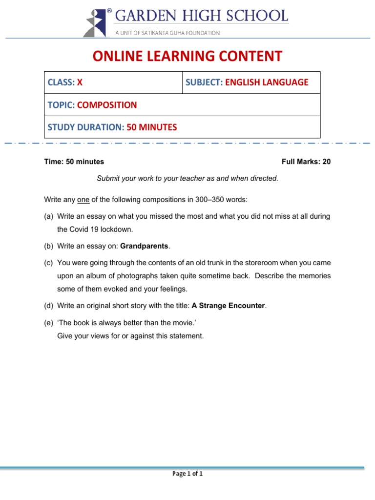 English Composition Prompts for Students | PDF | Language Arts ...