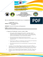 Memo On The Disposal of Materials and Equipments