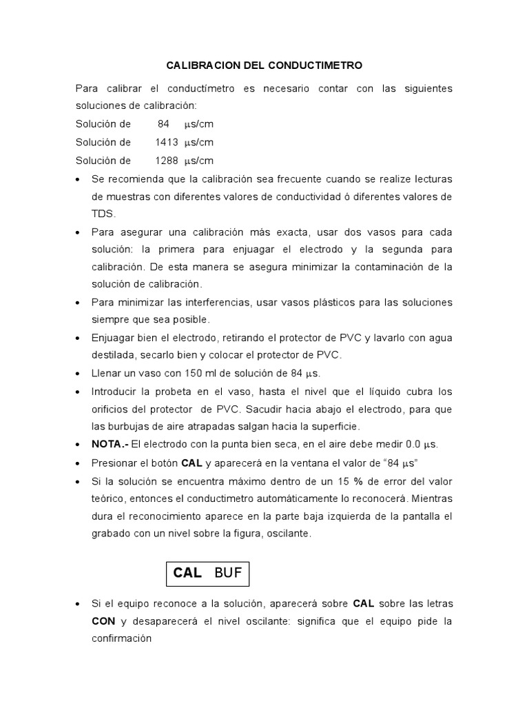Calibración de Conductímetros: Guía Práctica | PDF | Química Física ...