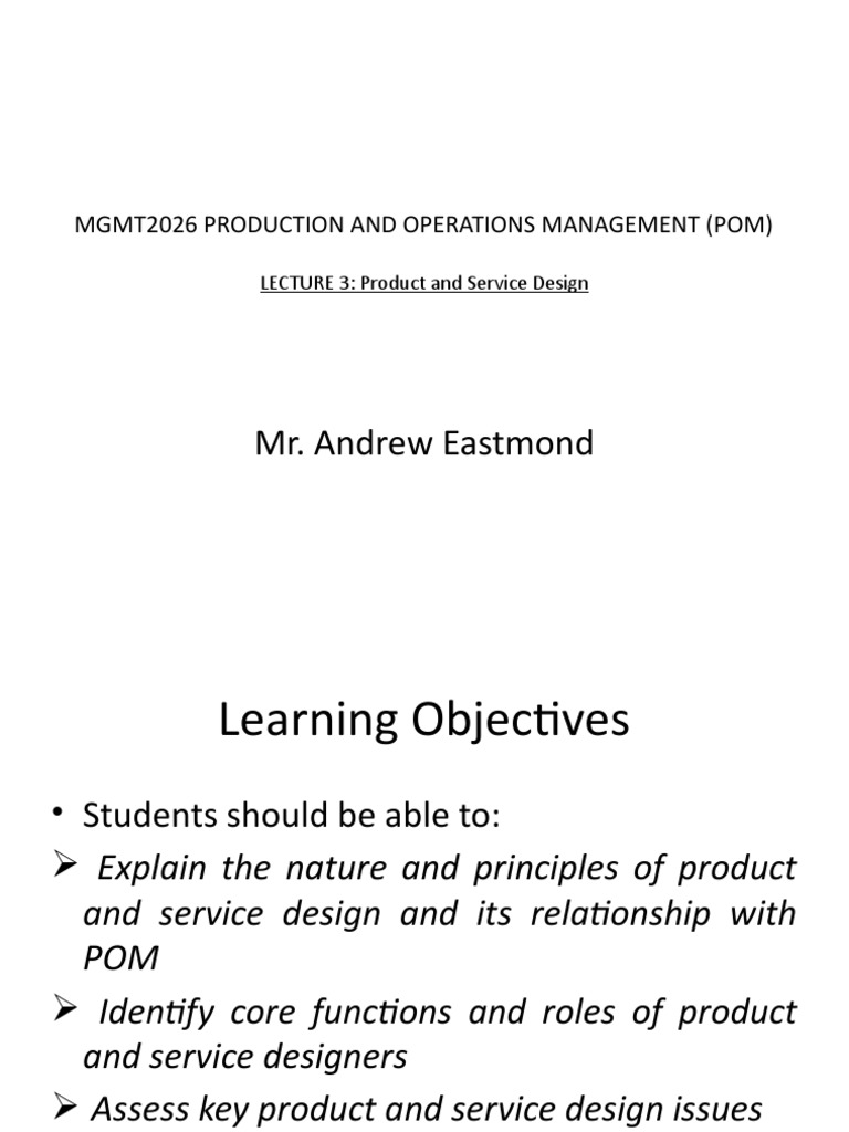 Product & Service Design in POM | PDF | Reliability Engineering ...