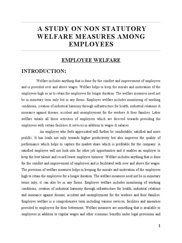 Statutory And Non Statutory Welfare Measures