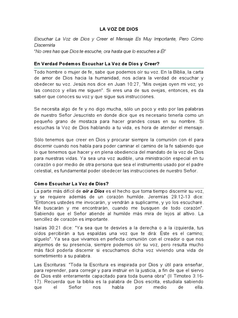 Cómo Escuchar la Voz de Dios | PDF | Dios | Biblia