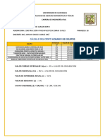 Cálculo Del Costo Horario de Equipos