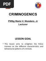 Criminogenics: PMSG Mario V. Mondero, JR Lecturer