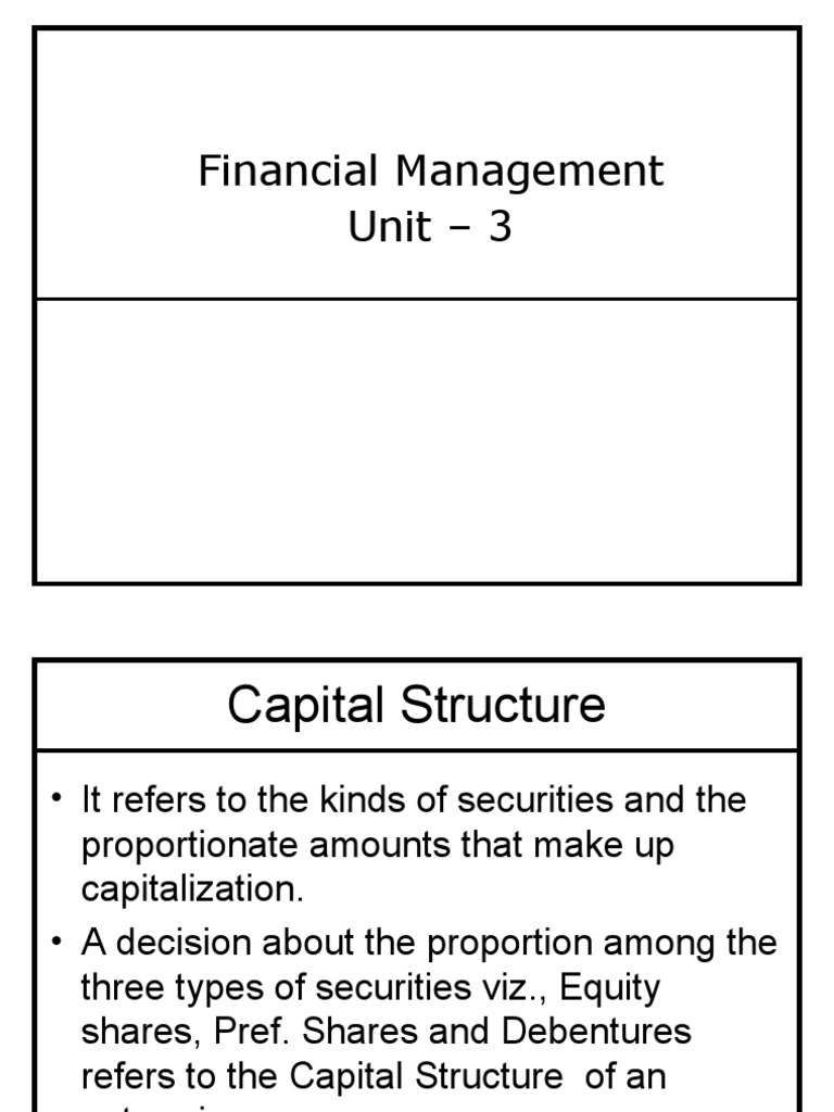 Financial Management Unit 3 PDF Capital Structure Financial Capital