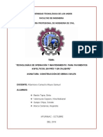 Tecnologias de Operacion y Mantenimiento para Pavimentos Asfalticos en Frio y en Caliente