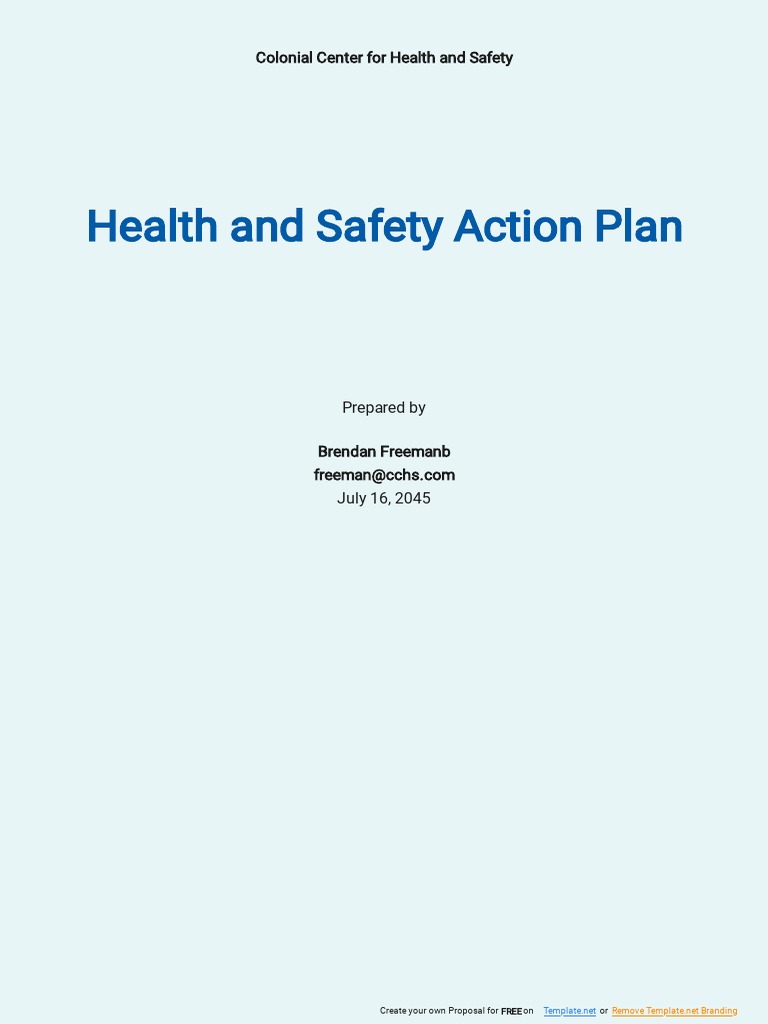 Free Health and Safety Action Plan Template PDF Occupational Safety