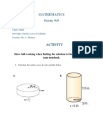 Surface Area of cylinderACTIVITY