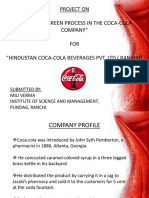 Project On "Impact of Green Process in The Coca-Cola Company" FOR "Hindustan Coca-Cola Beverages Pvt. LTD (Ranchi) "
