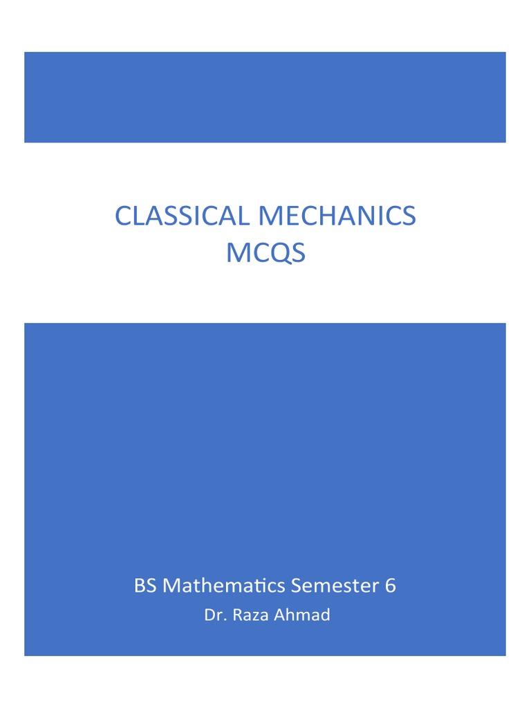 Classical Mechanics MCQs PDF Torque Angular Momentum
