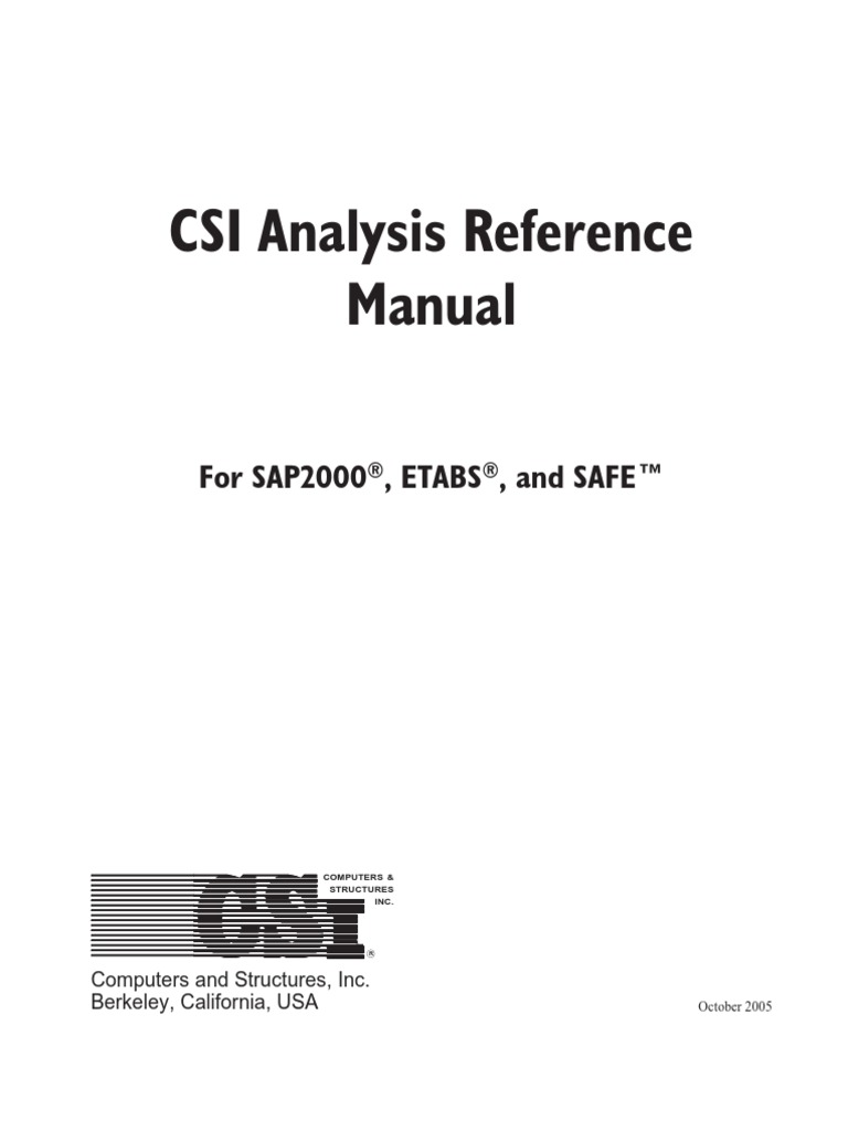 Csi Analysis Reference Manual For Sap2000, Etabs and Safe | PDF ...