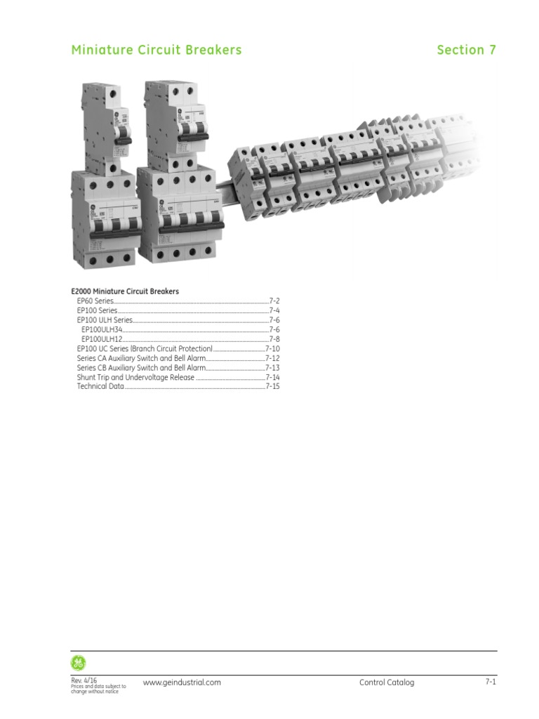 E2000 Miniature Circuit Breakers | PDF | Power Engineering | Electrical ...