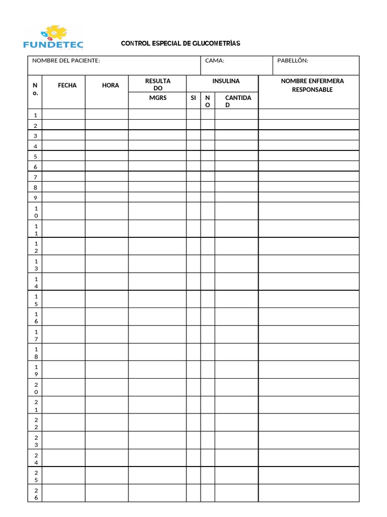Hoja De Registro De Control De Calidad Del Glucómetro