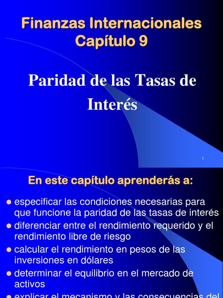 Presentacion de Paridad de Tasas de Interes PDF Arbitraje Interés