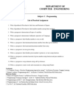 Department of Computer Engineering: Course Code: UESC203 Subject: C - Programming List of Practical Assignment