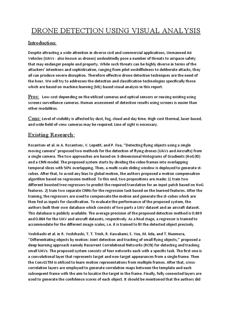 Drone Detection Using Visual Analysis | PDF | Unmanned Aerial Vehicle ...