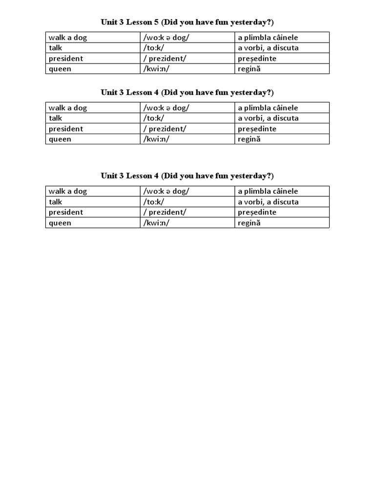 Unit 3 Lesson 5 (Did You Have Fun Yesterday?) | PDF