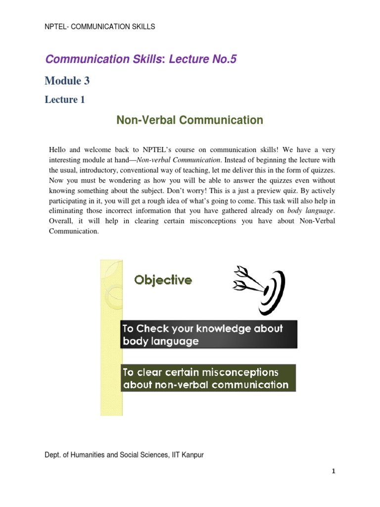 Non-Verbal Communication Insights | PDF | Nonverbal Communication ...