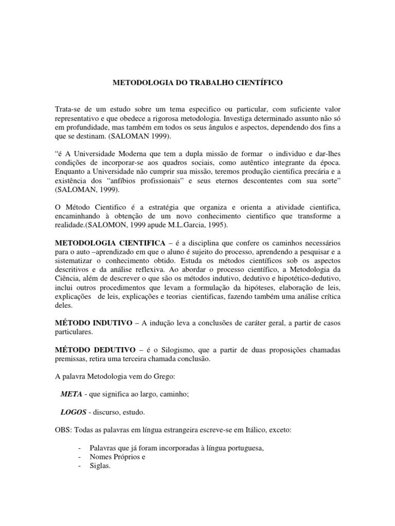 Metodologia Científica | PDF | Citação | Método científico