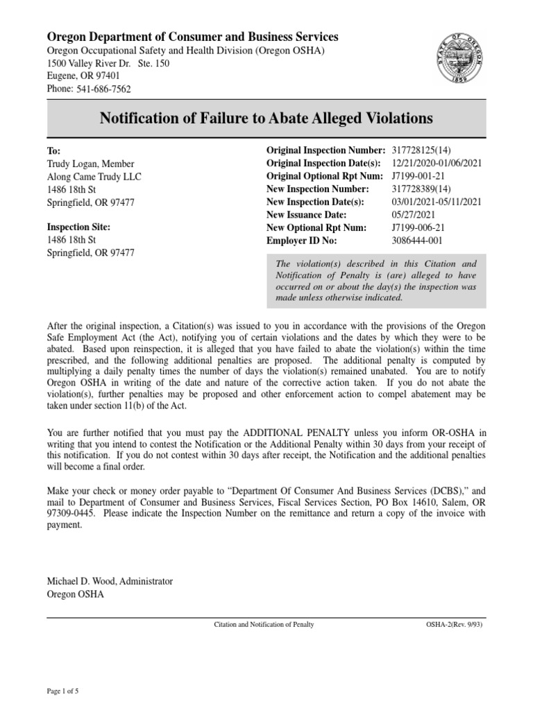 OSHA Compliance Notice | PDF | Occupational Safety And Health ...