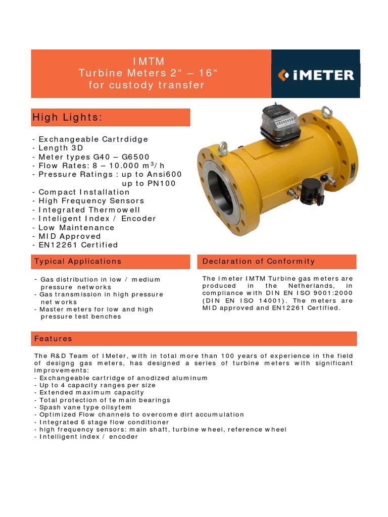 IMTM Custody Transfer Turbine Meters | PDF | Applied And ...