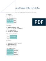 Simple Past Tense of The Verb Be