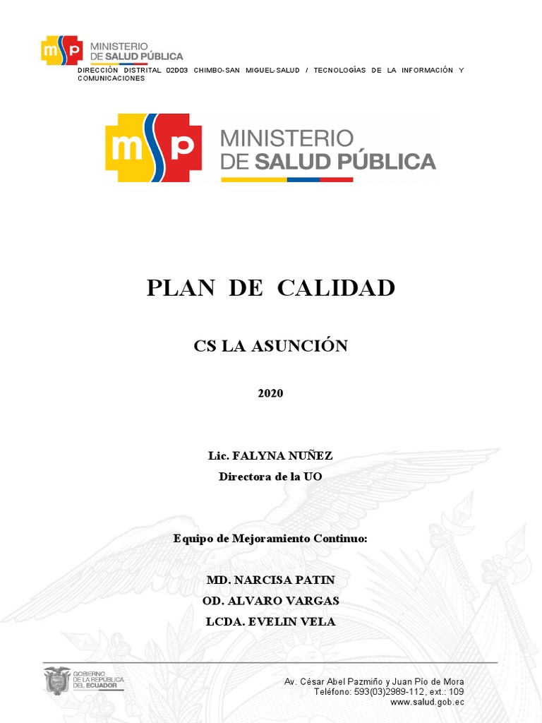 Plan de Calidad en Salud 2020: CS La Asunción | PDF | Hospital ...