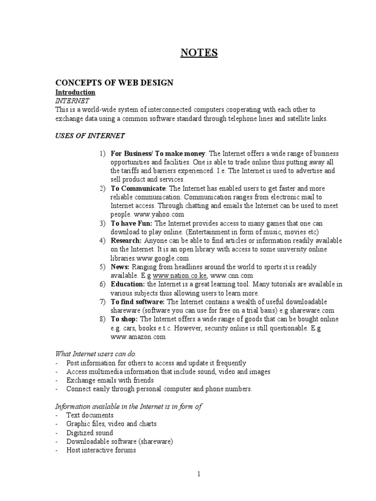 Web Design Note | PDF | Hyperlink | Html Element