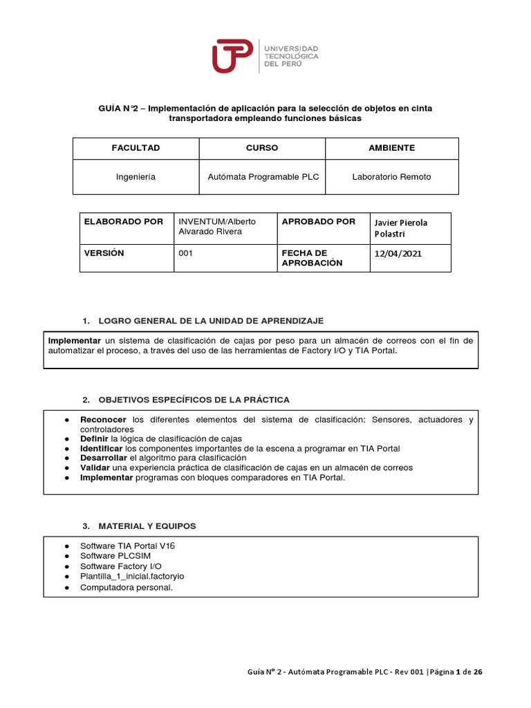 Autómata Programable PLC Guía #2 | PDF | Controlador lógico programable ...