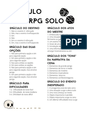 RPG SOLO - ORÁCULO
