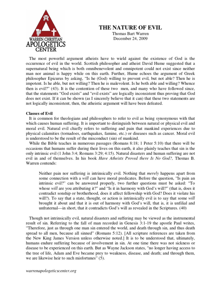 The Nature of Evil | PDF | Evil | Suffering