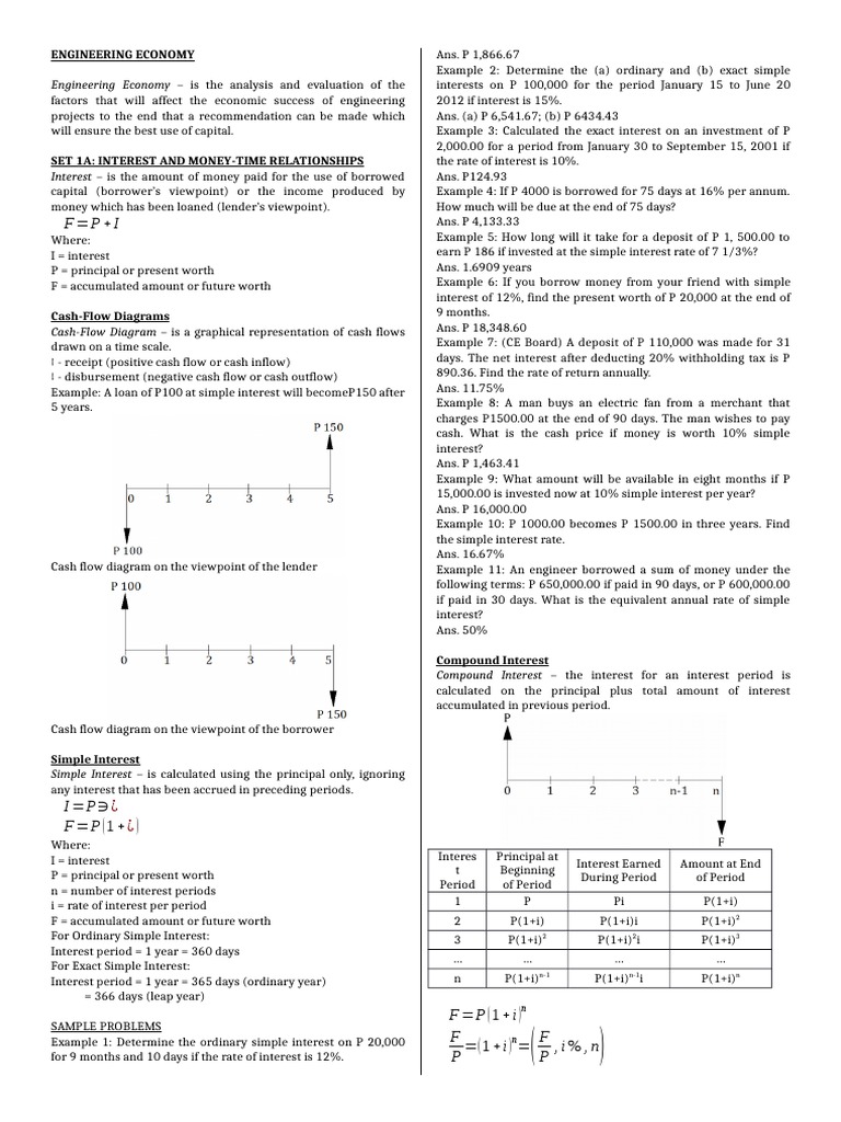 Engineering Economy: F P F P, I%, N | PDF | Interest | Present Value